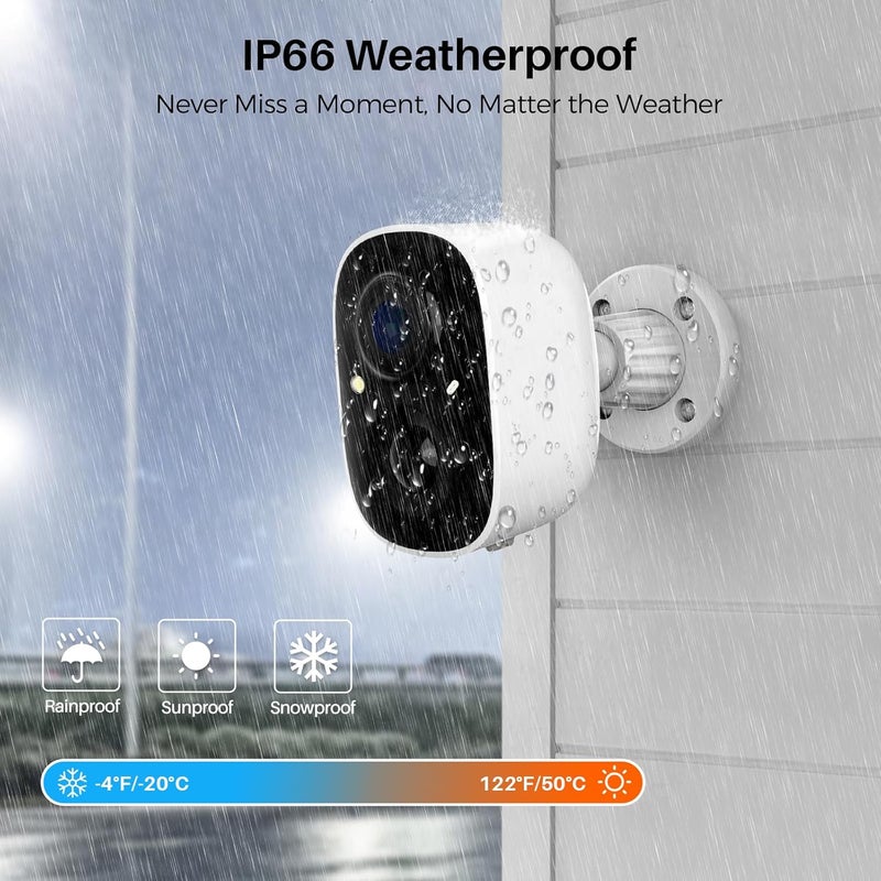 MaxiViz Security Cameras Wireless Outdoor, 2K Battery Powered WiFi Wireless Security Camera Outdoor, AI Motion Detection, Color Night Vision IP66 Weatherproof 2-Way Talk Siren Alarm SD/Cloud Storage, 2 Pack - Image 5